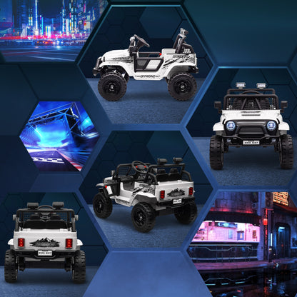 Children's Electric Car, 12V 3-5 km/h Electric Kids Car with 2.4G Remote Control, Shock Absorber, Electric Kids Vehicle with Music, Headlights, Horn, MP3, Electric Car for Kids 3-6 Years, White