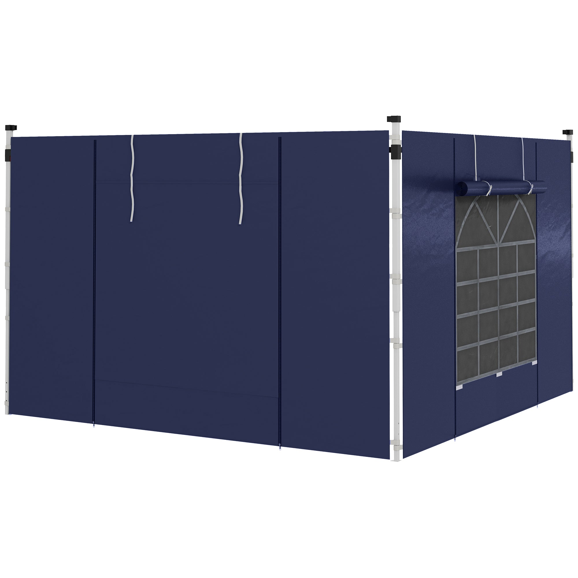 2-Piece Side Walls for Pavilion 3x3/3x6 m, Side Wall with Window and Velcro Closure, Waterproof Oxford Fabric Side Walls, as Wind Protection and Privacy Screen for Party Tent, Blue