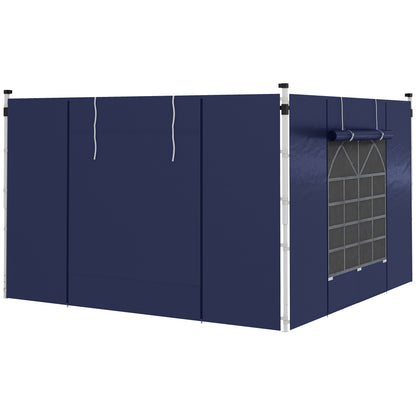2-Piece Side Walls for Pavilion 3x3/3x6 m, Side Wall with Window and Velcro Closure, Waterproof Oxford Fabric Side Walls, as Wind Protection and Privacy Screen for Party Tent, Blue