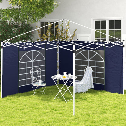 2-Piece Side Walls for Pavilion 3x3/3x6 m, Side Wall with Window and Velcro Closure, Waterproof Oxford Fabric Side Walls, as Wind Protection and Privacy Screen for Party Tent, Blue