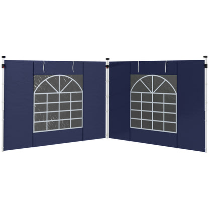 2-Piece Side Walls for Pavilion 3x3/3x6 m, Side Wall with Window and Velcro Closure, Waterproof Oxford Fabric Side Walls, as Wind Protection and Privacy Screen for Party Tent, Blue