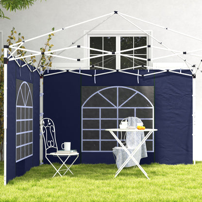 2-Piece Side Walls for Pavilion 3x3/3x6 m, Side Wall with Window and Velcro Closure, Waterproof Oxford Fabric Side Walls, as Wind Protection and Privacy Screen for Party Tent, Blue