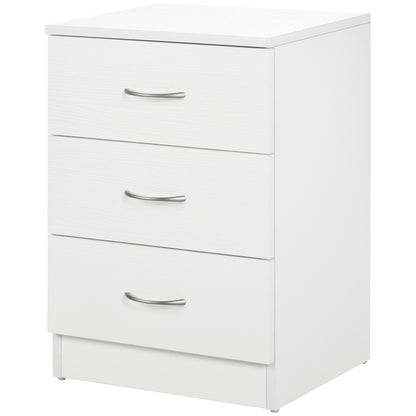 Modern Bedside Table Nightstand with 3 Drawers Side Table for Living Room Bedroom Load 50 kg 40x35x58 cm White
