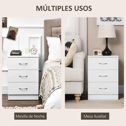 Modern Bedside Table Nightstand with 3 Drawers Side Table for Living Room Bedroom Load 50 kg 40x35x58 cm White