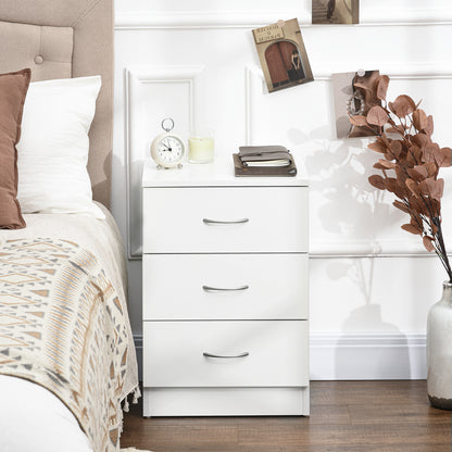 Modern Bedside Table Nightstand with 3 Drawers Side Table for Living Room Bedroom Load 50 kg 40x35x58 cm White