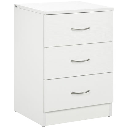 Modern Bedside Table Nightstand with 3 Drawers Side Table for Living Room Bedroom Load 50 kg 40x35x58 cm White