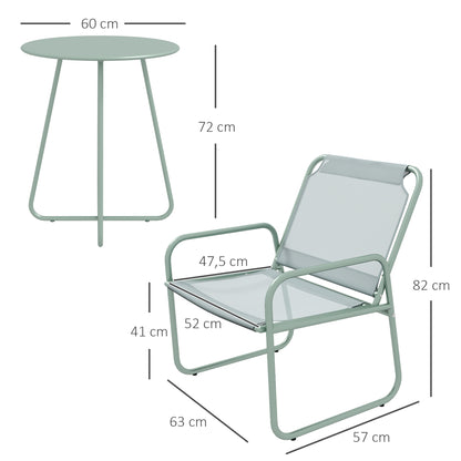 3 Piece Bistro Set, Balcony Furniture Set including 1 Table, 2 Chairs, Garden Furniture Set, Patio Seating Group for Garden, Terrace, Mesh, Green