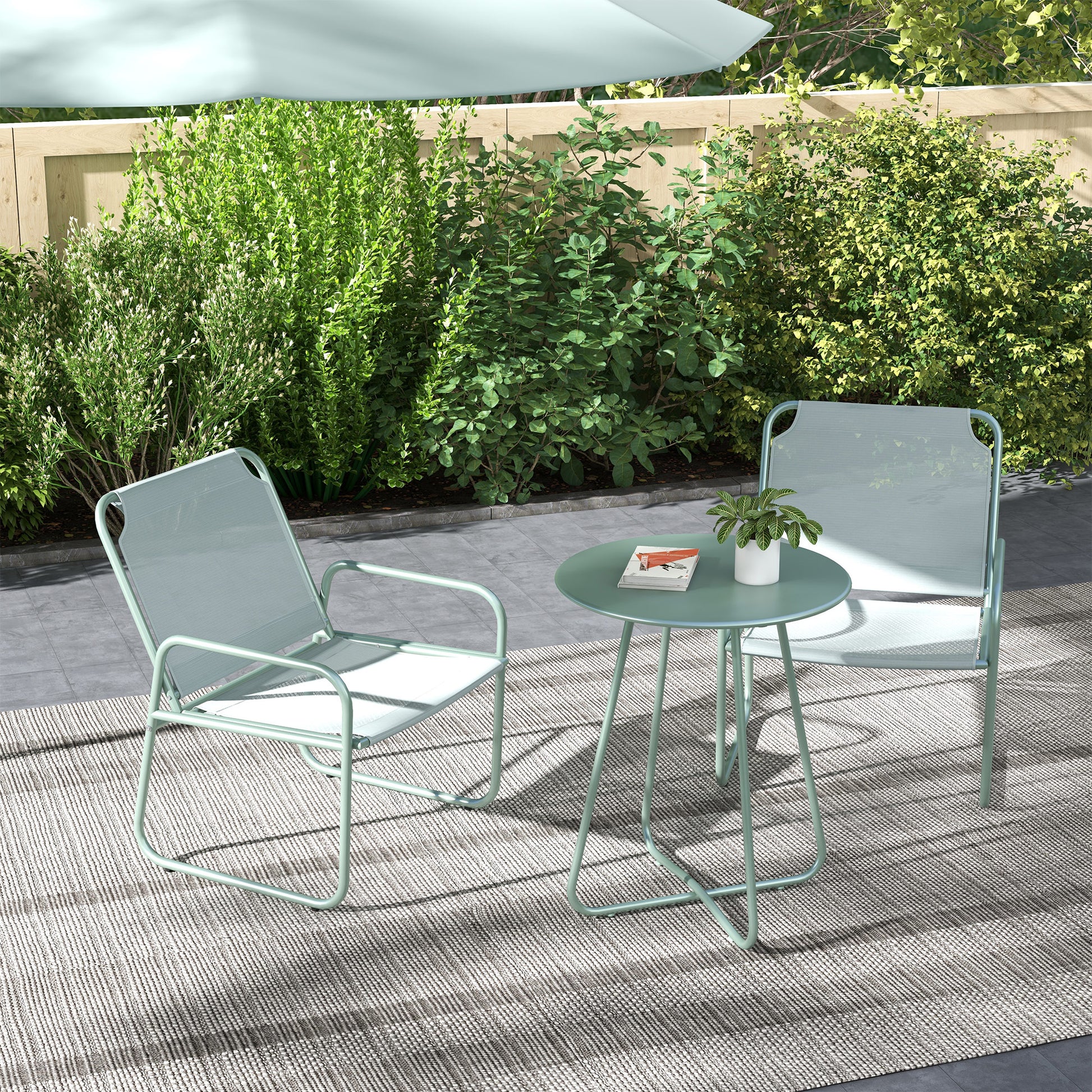 3 Piece Bistro Set, Balcony Furniture Set including 1 Table, 2 Chairs, Garden Furniture Set, Patio Seating Group for Garden, Terrace, Mesh, Green