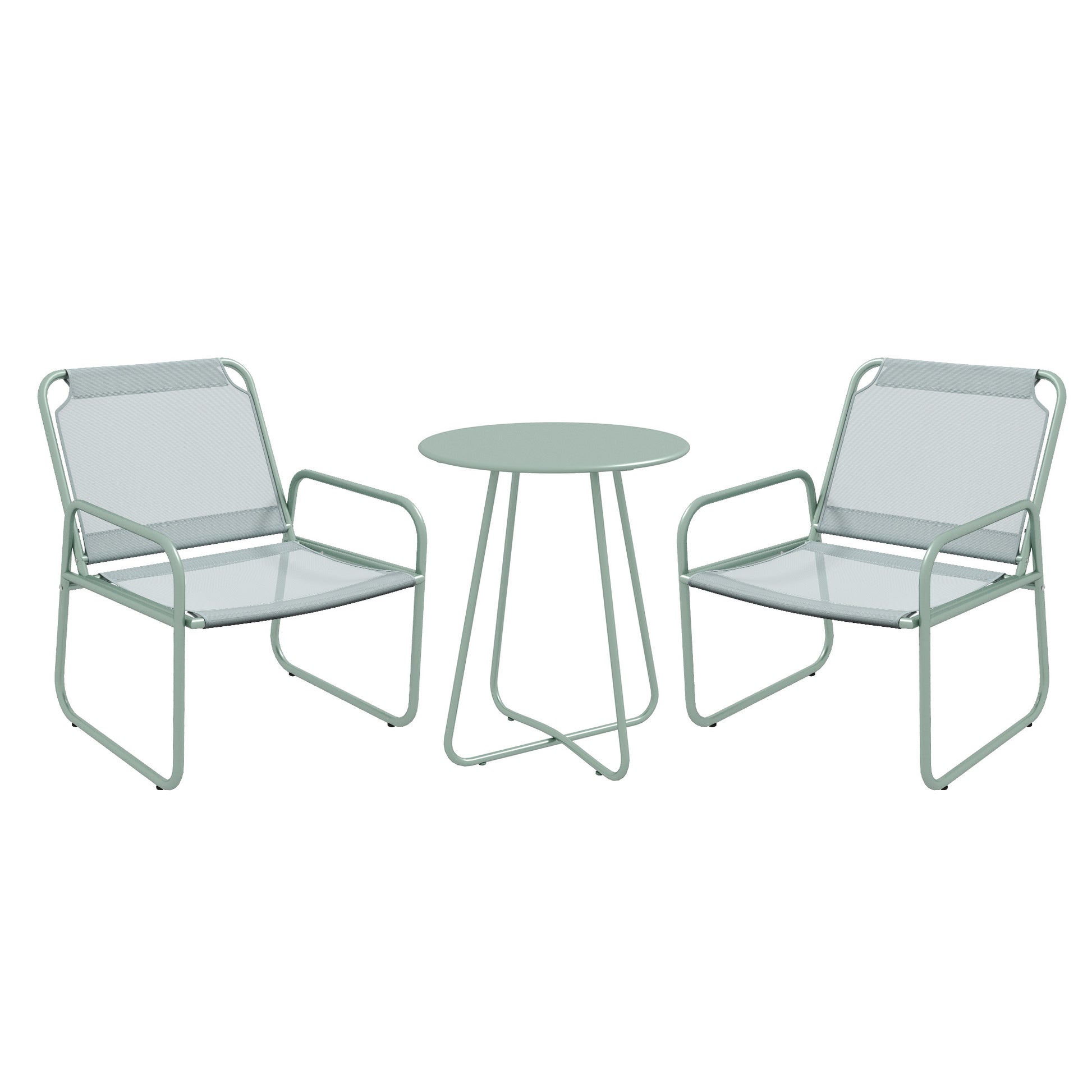 3 Piece Bistro Set, Balcony Furniture Set including 1 Table, 2 Chairs, Garden Furniture Set, Patio Seating Group for Garden, Terrace, Mesh, Green