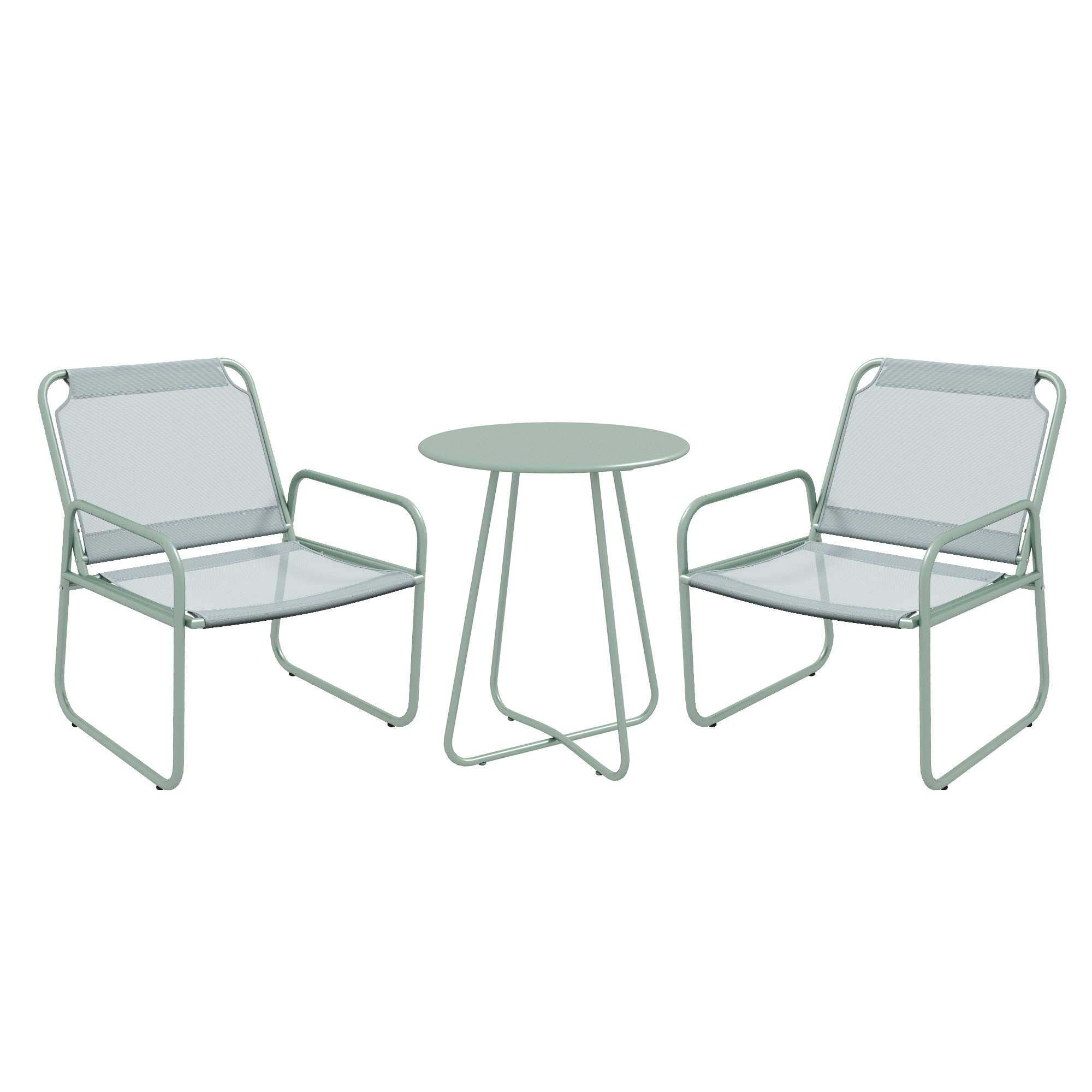 3 Piece Bistro Set, Balcony Furniture Set including 1 Table, 2 Chairs, Garden Furniture Set, Patio Seating Group for Garden, Terrace, Mesh, Green