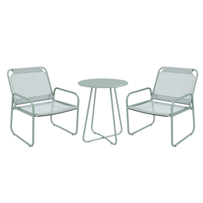 3 Piece Bistro Set, Balcony Furniture Set including 1 Table, 2 Chairs, Garden Furniture Set, Patio Seating Group for Garden, Terrace, Mesh, Green