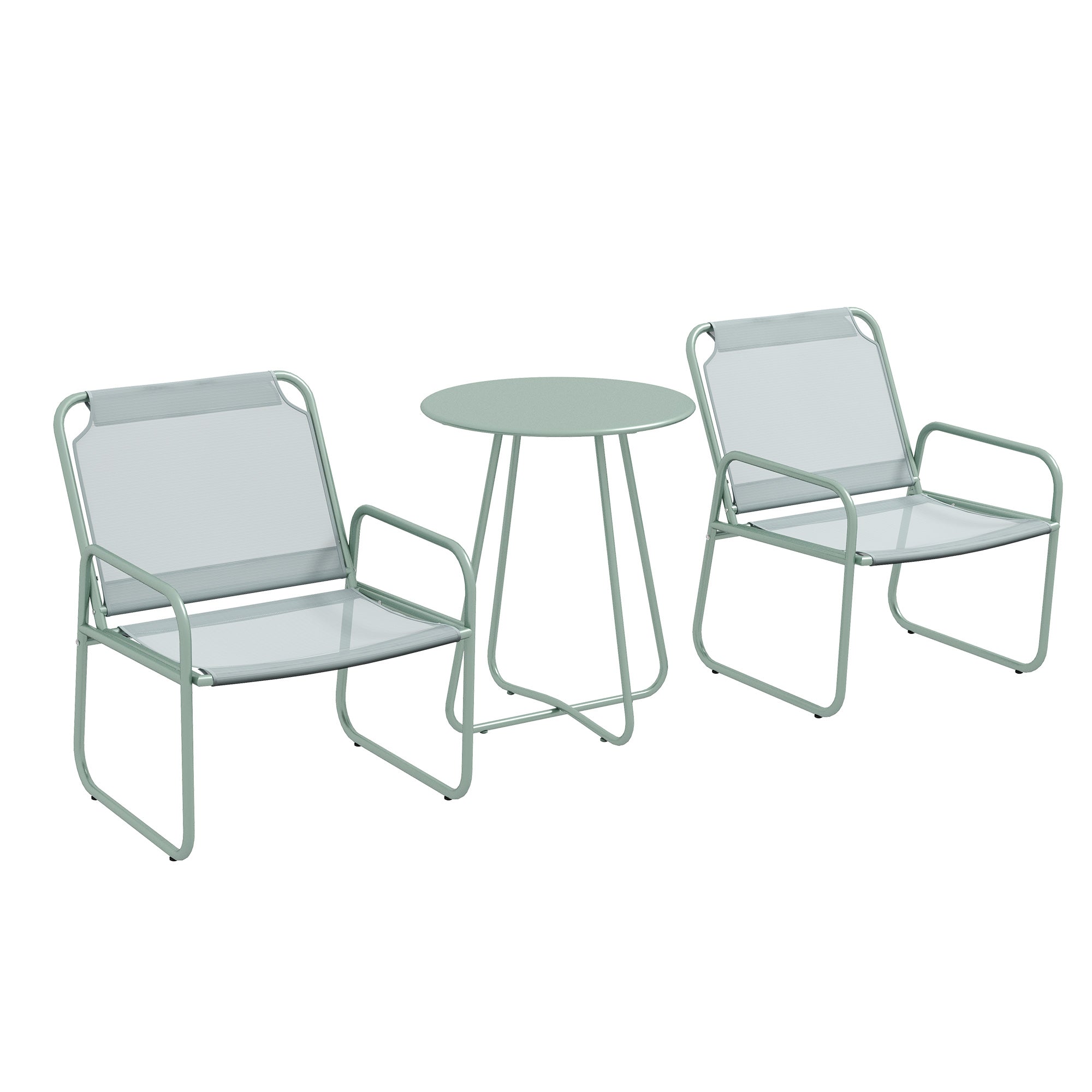 3 Piece Bistro Set, Balcony Furniture Set including 1 Table, 2 Chairs, Garden Furniture Set, Patio Seating Group for Garden, Terrace, Mesh, Green