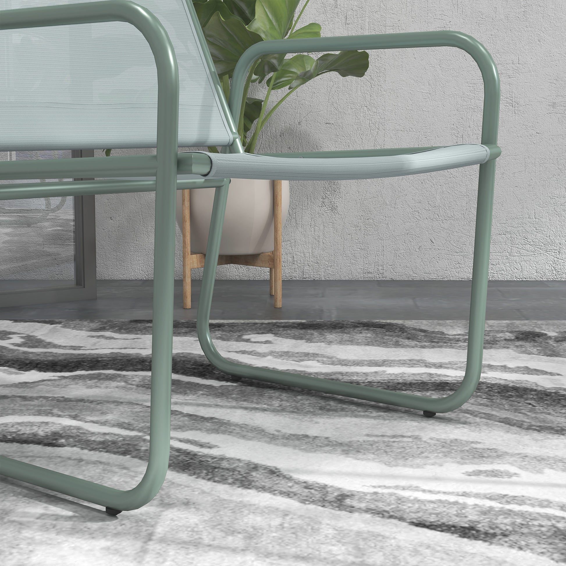 3 Piece Bistro Set, Balcony Furniture Set including 1 Table, 2 Chairs, Garden Furniture Set, Patio Seating Group for Garden, Terrace, Mesh, Green