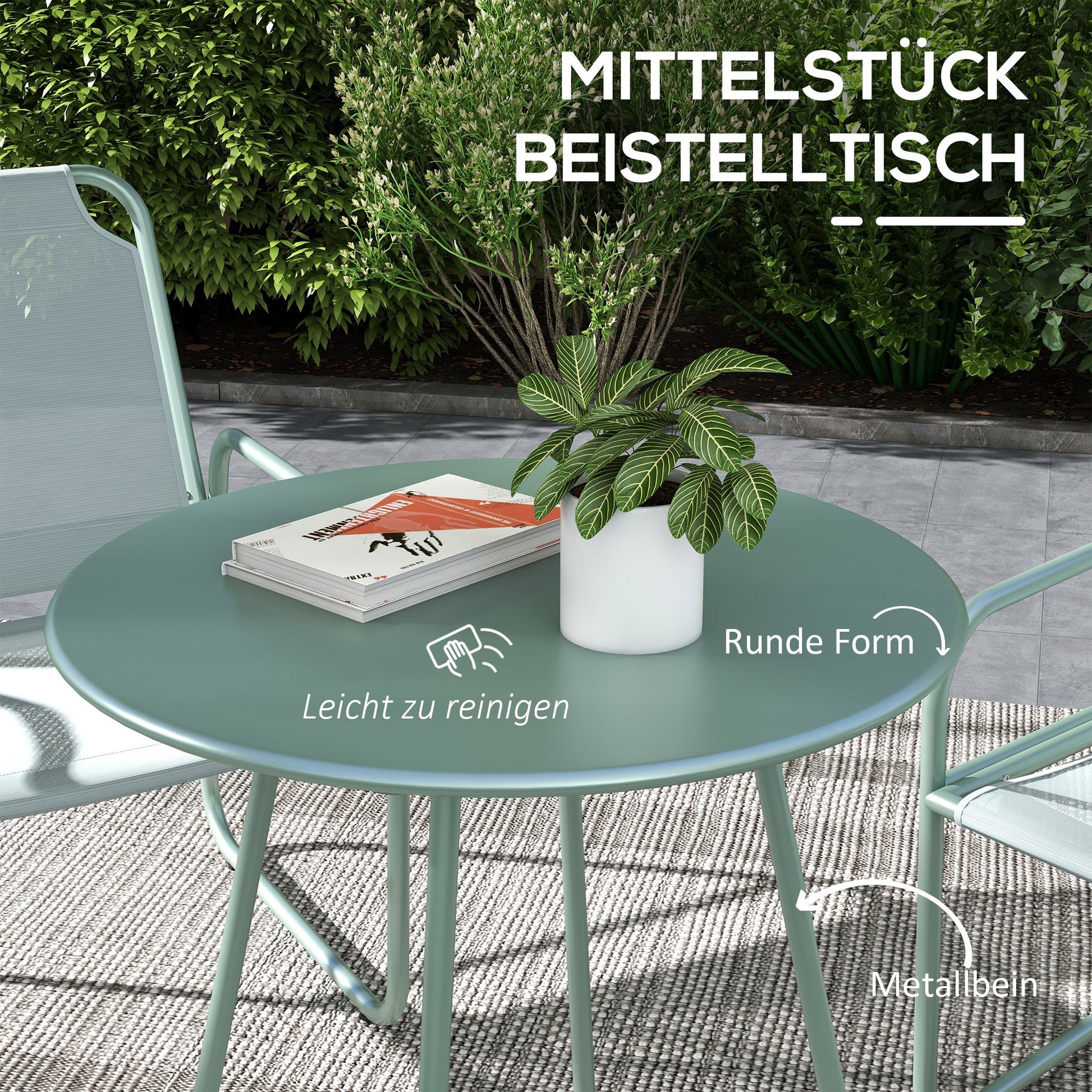3 Piece Bistro Set, Balcony Furniture Set including 1 Table, 2 Chairs, Garden Furniture Set, Patio Seating Group for Garden, Terrace, Mesh, Green