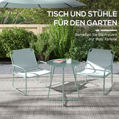 3 Piece Bistro Set, Balcony Furniture Set including 1 Table, 2 Chairs, Garden Furniture Set, Patio Seating Group for Garden, Terrace, Mesh, Green