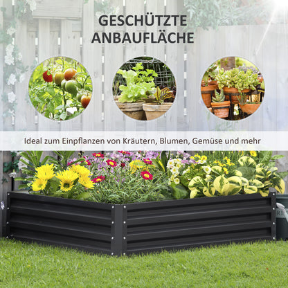 Raised Garden Bed, Planter Box, Vegetable Bed, Plant Box, Herb Bed for Garden, Patio, Balcony, Steel, Gray, 120 x 120 x 30 cm