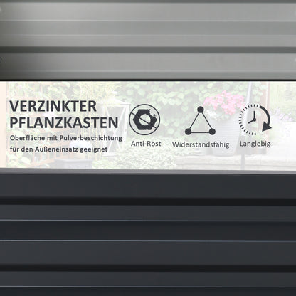 Raised Garden Bed, Planter Box, Vegetable Bed, Plant Box, Herb Bed for Garden, Patio, Balcony, Steel, Gray, 120 x 120 x 30 cm