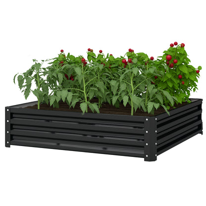 Raised Garden Bed, Planter Box, Vegetable Bed, Plant Box, Herb Bed for Garden, Patio, Balcony, Steel, Gray, 120 x 120 x 30 cm
