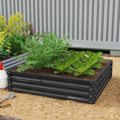 Raised Garden Bed, Planter Box, Vegetable Bed, Plant Box, Herb Bed for Garden, Patio, Balcony, Steel, Gray, 120 x 120 x 30 cm