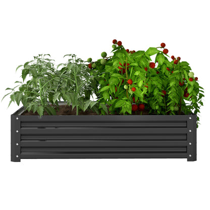 Raised Garden Bed, Planter Box, Vegetable Bed, Plant Box, Herb Bed for Garden, Patio, Balcony, Steel, Gray, 120 x 120 x 30 cm
