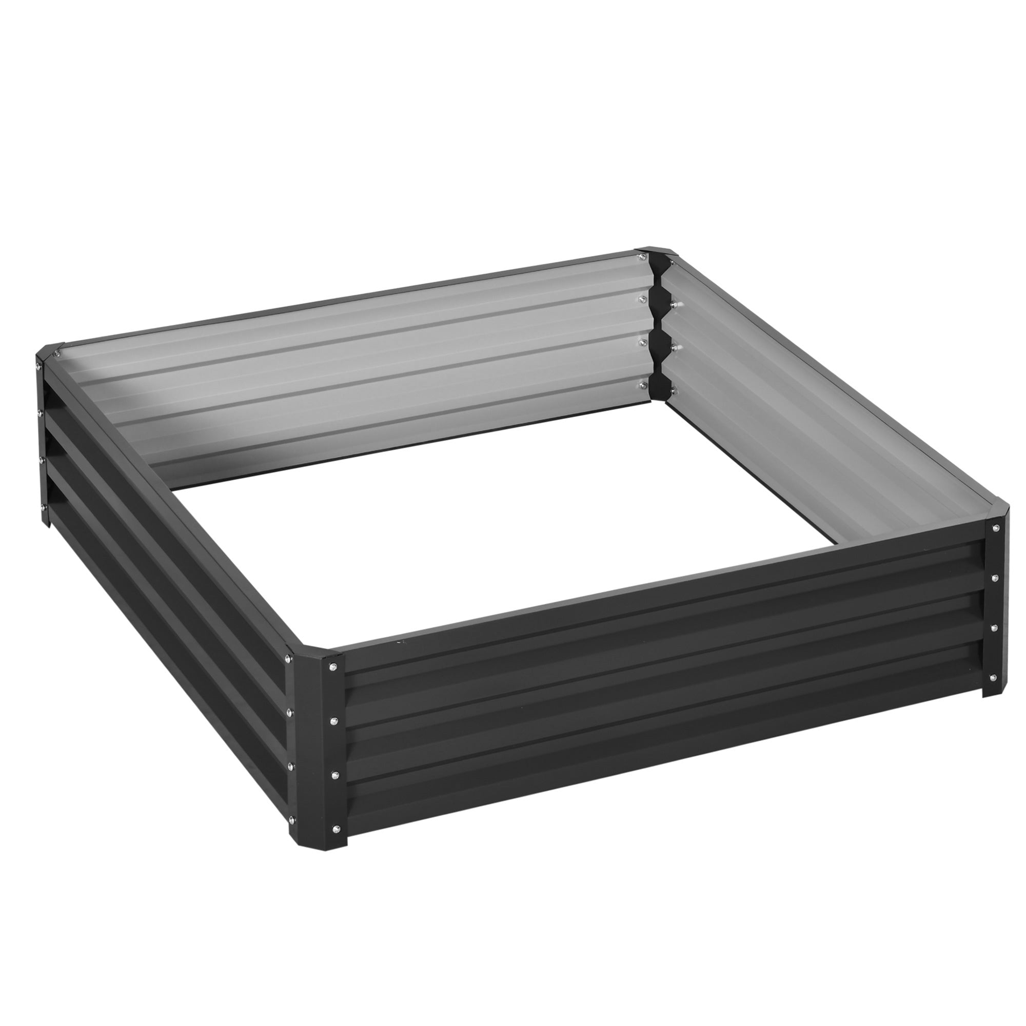 Raised Garden Bed, Planter Box, Vegetable Bed, Plant Box, Herb Bed for Garden, Patio, Balcony, Steel, Gray, 120 x 120 x 30 cm