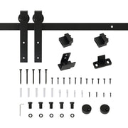 200 cm Sliding Door Complete Set Sliding Door Fitting with Floor Guide, Sliding Door Rail, Sliding Door Rollers System for Single Wooden Sliding Door