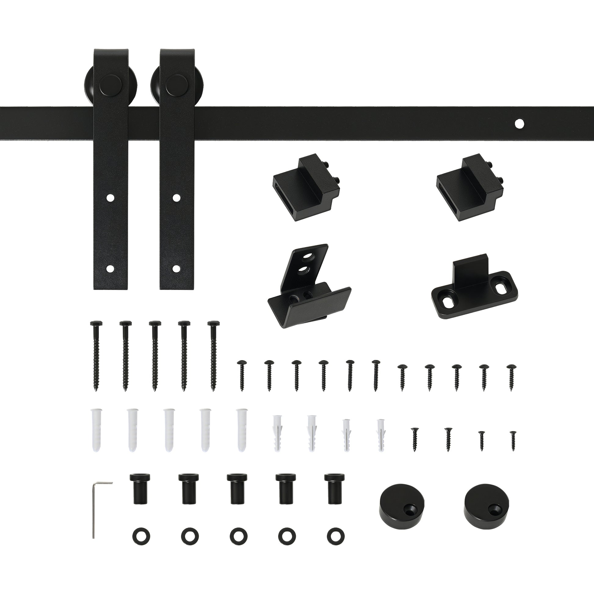 200 cm Sliding Door Complete Set Sliding Door Fitting with Floor Guide, Sliding Door Rail, Sliding Door Rollers System for Single Wooden Sliding Door