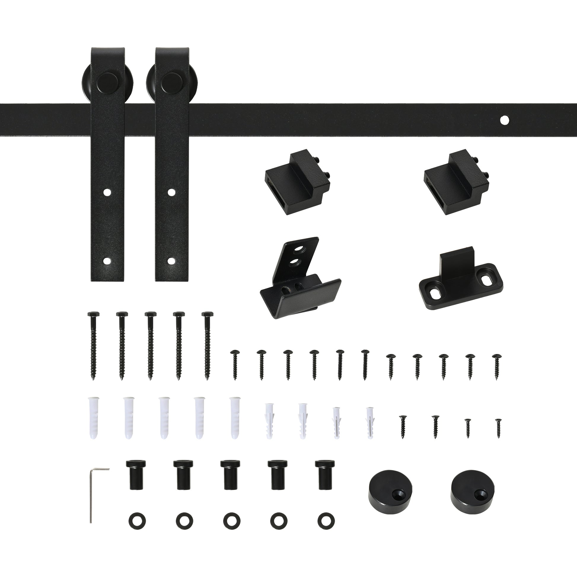 200 cm Sliding Door Complete Set Sliding Door Fitting with Floor Guide, Sliding Door Rail, Sliding Door Rollers System for Single Wooden Sliding Door