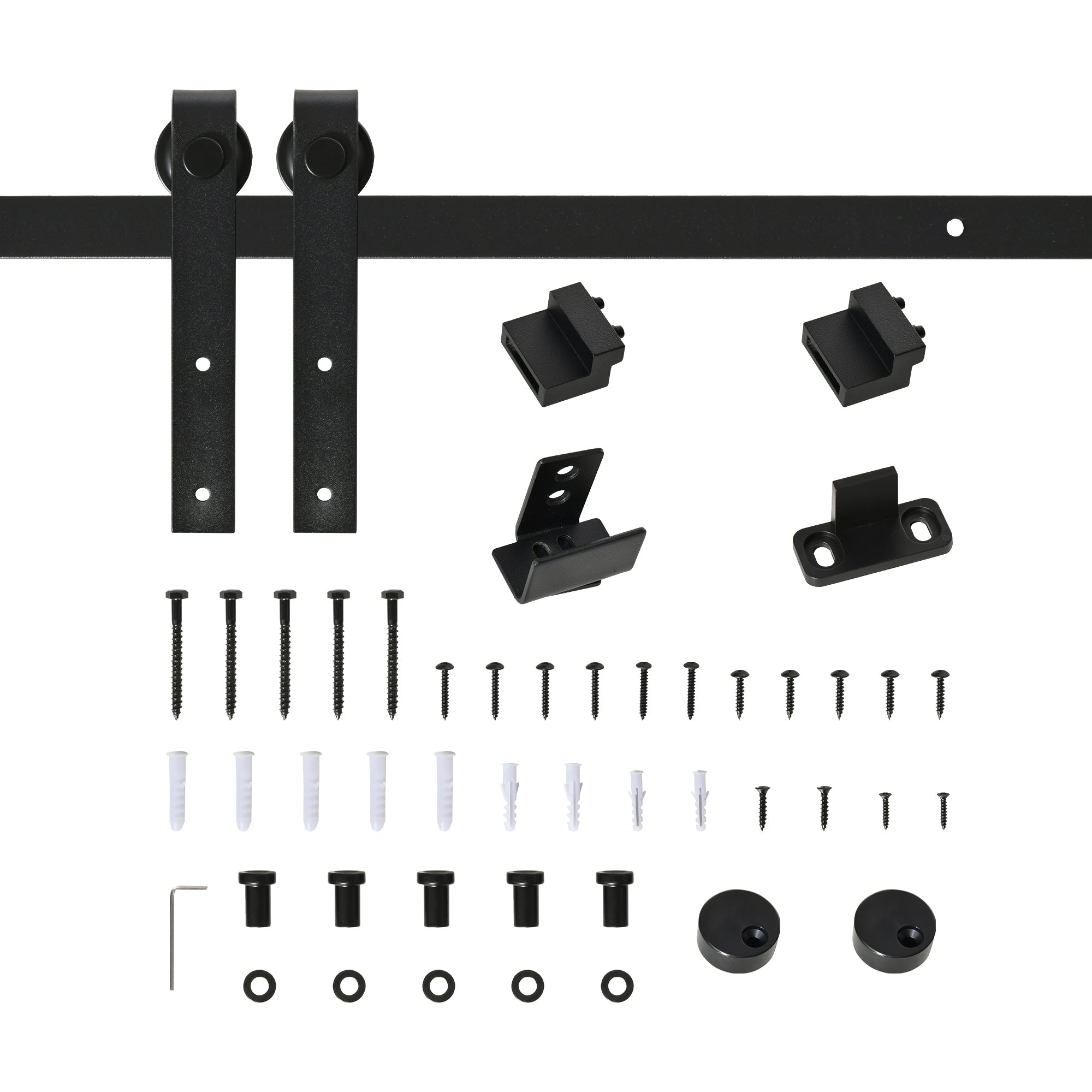 200 cm Sliding Door Complete Set Sliding Door Fitting with Floor Guide, Sliding Door Rail, Sliding Door Rollers System for Single Wooden Sliding Door