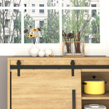 200 cm Sliding Door Complete Set Sliding Door Fitting with Floor Guide, Sliding Door Rail, Sliding Door Rollers System for Single Wooden Sliding Door