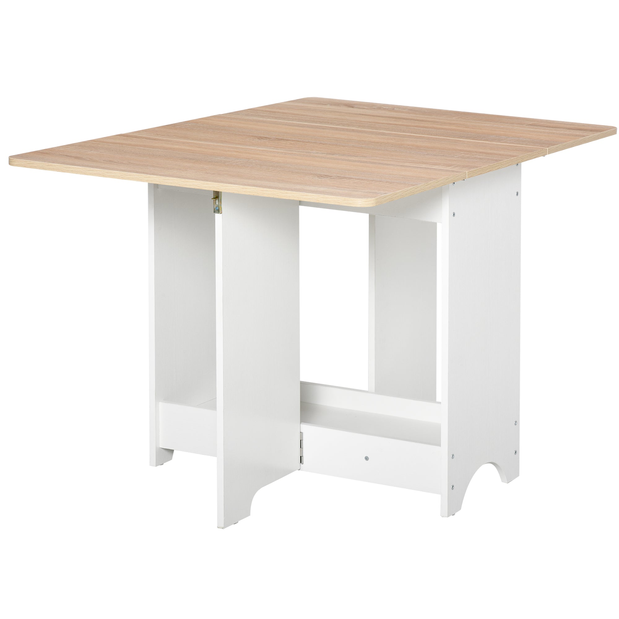 Folding Console Table with Shelf Compartment, Coffee Table for Living Room and Kitchen, Folding Table, Space-Saving, Wood Color and White, 118x80x72cm