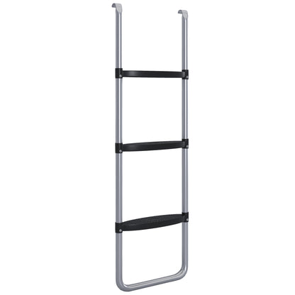 SPORTNOW Steel Trampoline Ladder 3 or 2 Steps with Wide Steps and 2 Hooks Load 120 kg 110x32 cm Silver