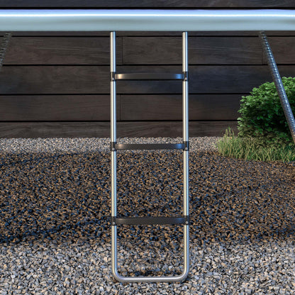 SPORTNOW Steel Trampoline Ladder 3 or 2 Steps with Wide Steps and 2 Hooks Load 120 kg 110x32 cm Silver
