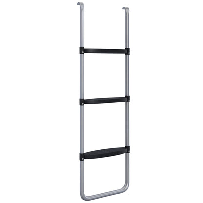 SPORTNOW Steel Trampoline Ladder 3 or 2 Steps with Wide Steps and 2 Hooks Load 120 kg 110x32 cm Silver