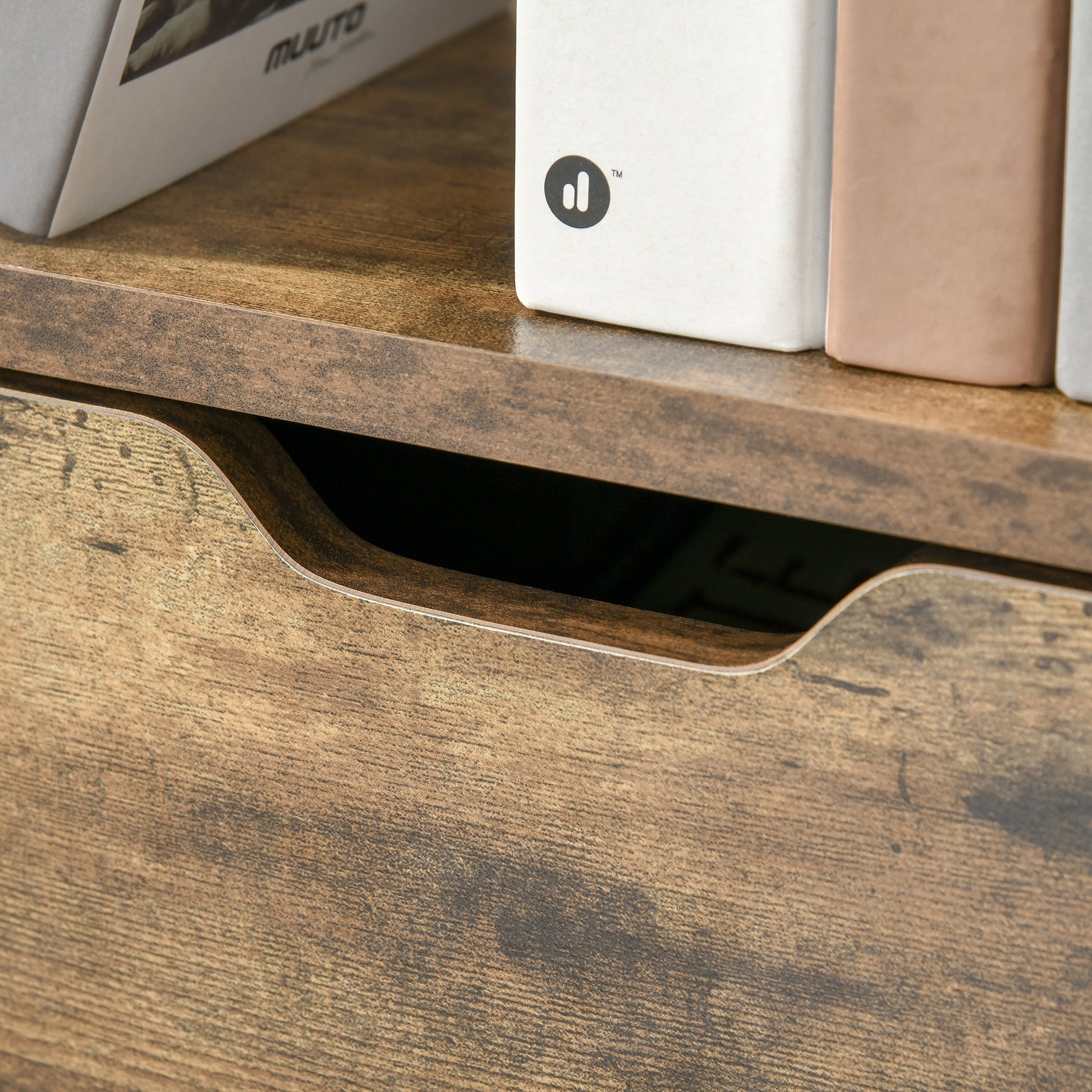 Bookshelf with Cabinet and 2 Storage Drawers Industrial Style Bookcase for Office Living Room 58x24x122 cm Rustic Brown