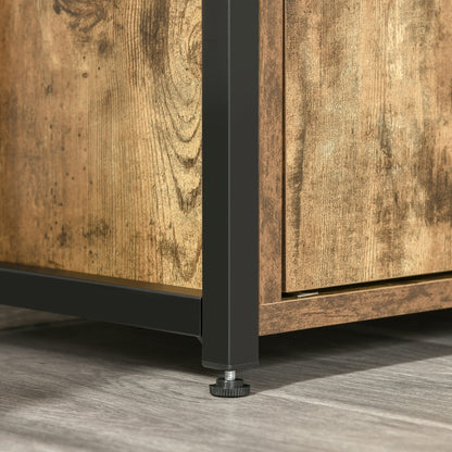 Bookshelf with Cabinet and 2 Storage Drawers Industrial Style Bookcase for Office Living Room 58x24x122 cm Rustic Brown