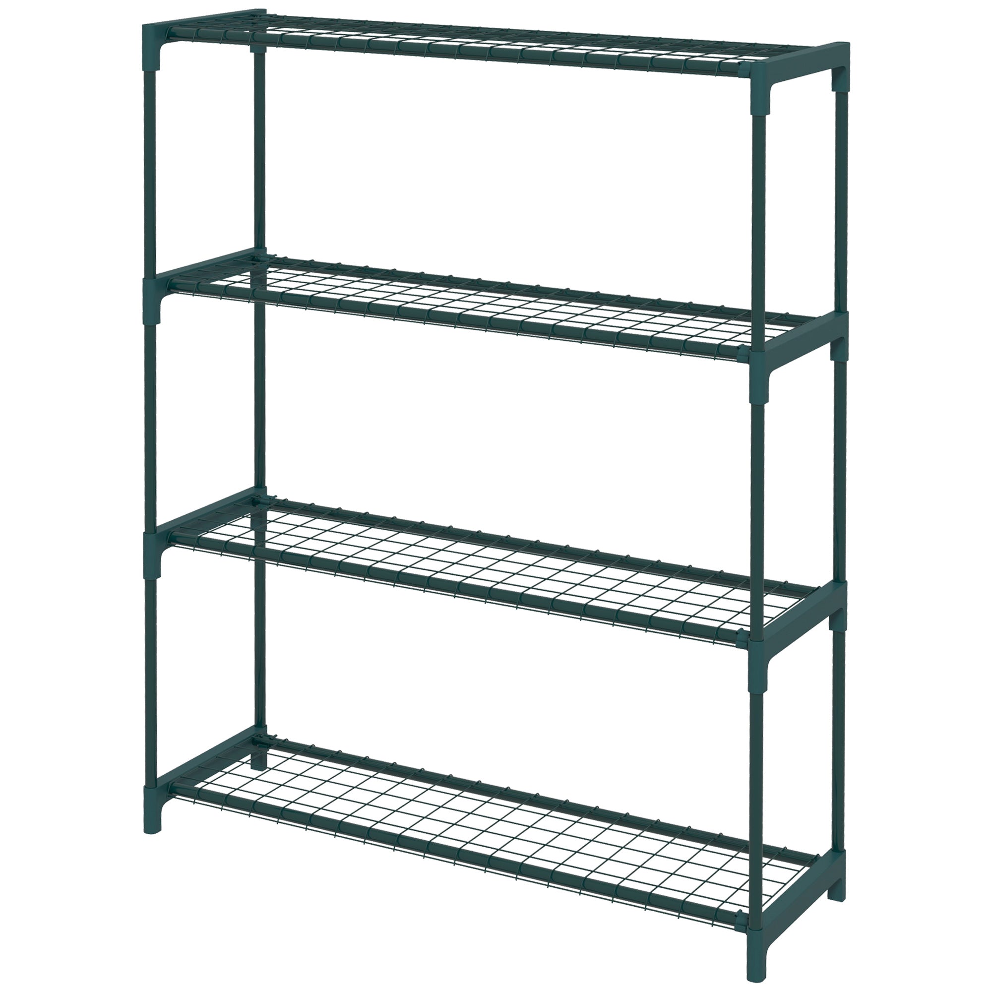 Plant Stand 4-Tier Pot Rack with Steel Structure for Garden Patio 89x28x107 cm Dark Green