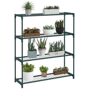 Plant Stand 4-Tier Pot Rack with Steel Structure for Garden Patio 89x28x107 cm Dark Green