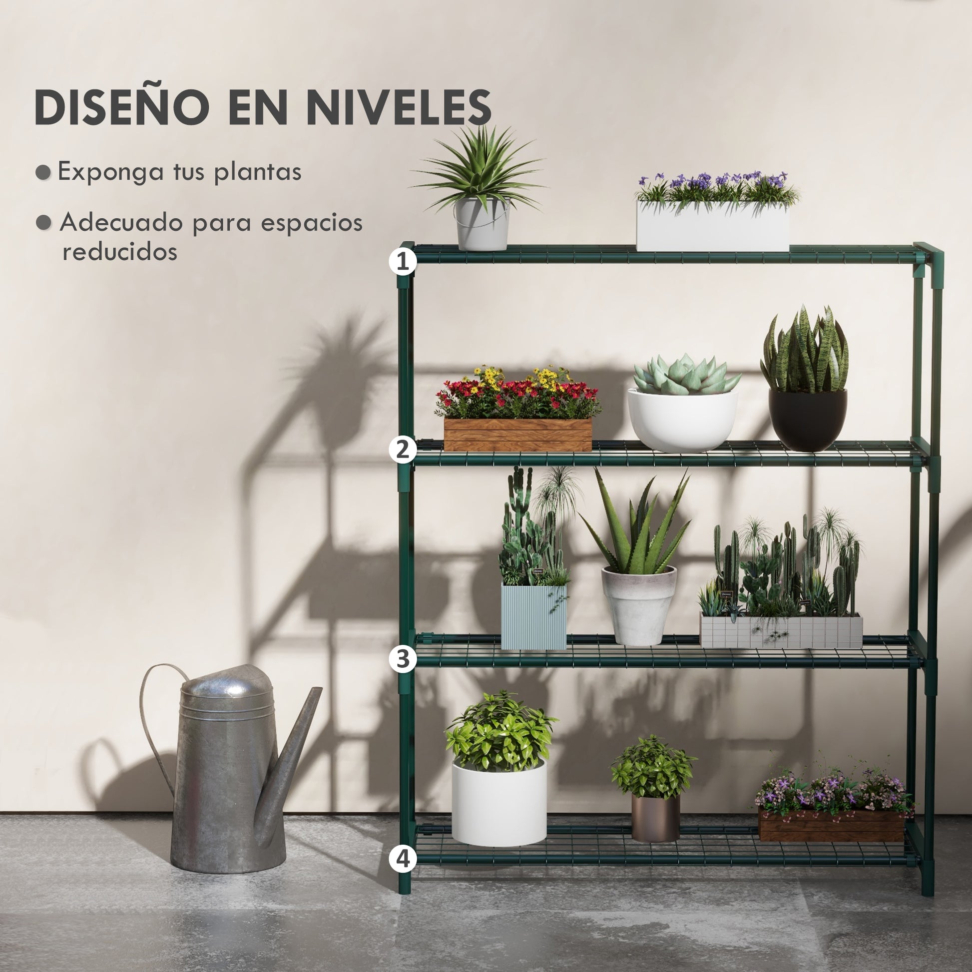 Plant Stand 4-Tier Pot Rack with Steel Structure for Garden Patio 89x28x107 cm Dark Green