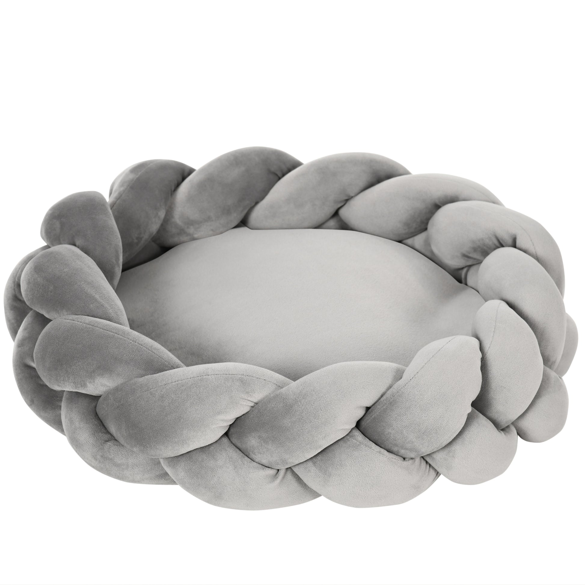 Washable Cat Bed, Dog Bed, Dog Pillow, Pet Bed, Cat Sleeping Place, Pet Mat, Dog Sofa, Donut Pillow for Small Dogs and Kittens, Velvet, Ø55 x 14 cm, Gray