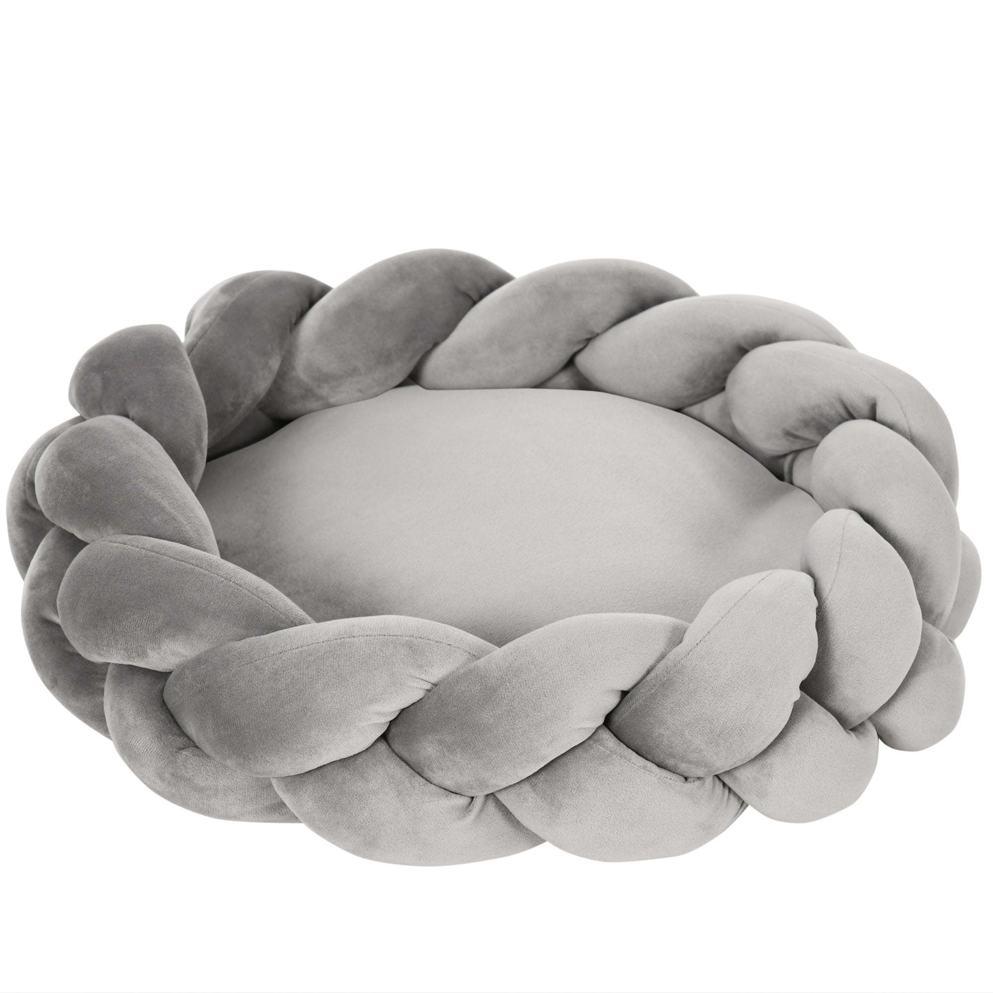Washable Cat Bed, Dog Bed, Dog Pillow, Pet Bed, Cat Sleeping Place, Pet Mat, Dog Sofa, Donut Pillow for Small Dogs and Kittens, Velvet, Ø55 x 14 cm, Gray