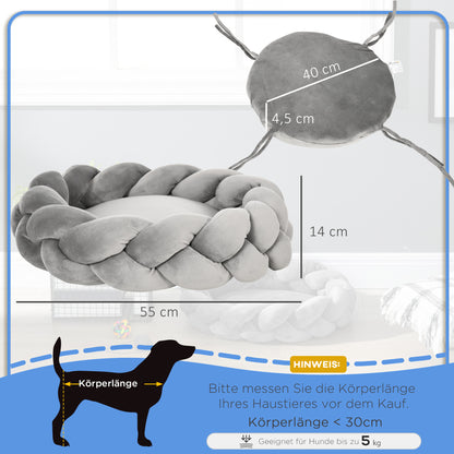 Washable Cat Bed, Dog Bed, Dog Pillow, Pet Bed, Cat Sleeping Place, Pet Mat, Dog Sofa, Donut Pillow for Small Dogs and Kittens, Velvet, Ø55 x 14 cm, Gray