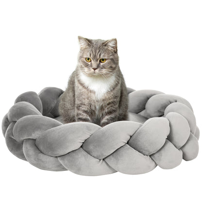 Washable Cat Bed, Dog Bed, Dog Pillow, Pet Bed, Cat Sleeping Place, Pet Mat, Dog Sofa, Donut Pillow for Small Dogs and Kittens, Velvet, Ø55 x 14 cm, Gray