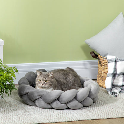 Washable Cat Bed, Dog Bed, Dog Pillow, Pet Bed, Cat Sleeping Place, Pet Mat, Dog Sofa, Donut Pillow for Small Dogs and Kittens, Velvet, Ø55 x 14 cm, Gray