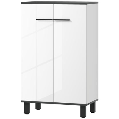 Bathroom Cabinet Auxiliary Bathroom Furniture with Doors Adjustable Shelves and Anti-tip System 60x34x94 cm White Gloss