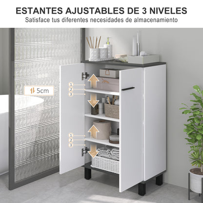 Bathroom Cabinet Auxiliary Bathroom Furniture with Doors Adjustable Shelves and Anti-tip System 60x34x94 cm White Gloss