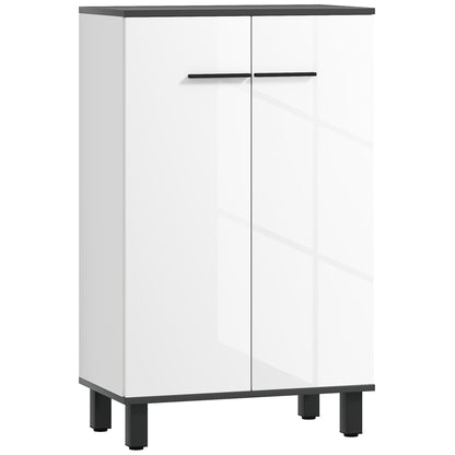 Bathroom Cabinet Auxiliary Bathroom Furniture with Doors Adjustable Shelves and Anti-tip System 60x34x94 cm White Gloss