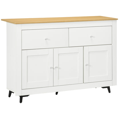 Kitchen Sideboard Kitchen Auxiliary Furniture TV Stand with 2 Drawers 3 Doors and Adjustable Shelf for Dining Room Living Room 117x35x80 cm White