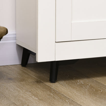 Kitchen Sideboard Kitchen Auxiliary Furniture TV Stand with 2 Drawers 3 Doors and Adjustable Shelf for Dining Room Living Room 117x35x80 cm White