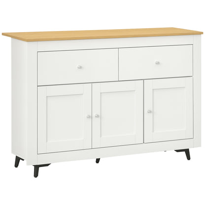 Kitchen Sideboard Kitchen Auxiliary Furniture TV Stand with 2 Drawers 3 Doors and Adjustable Shelf for Dining Room Living Room 117x35x80 cm White